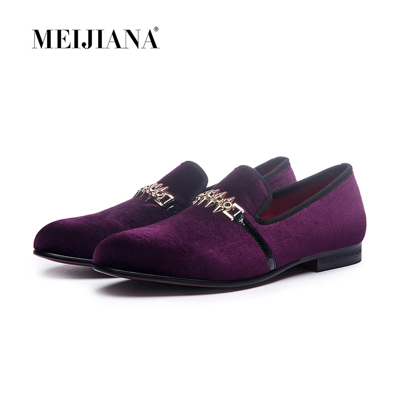 Man shoes luxury 2019 loafer man shoes Purple metal buckle man shoes ...