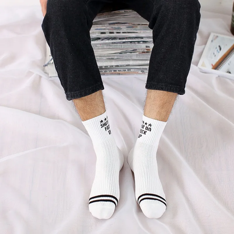 1 пара осень-зима Для мужчин Хлопковые носки хип-хоп носок Забавный Новинка носки с надписями Для мужчин модные Meias Chaussette Homme