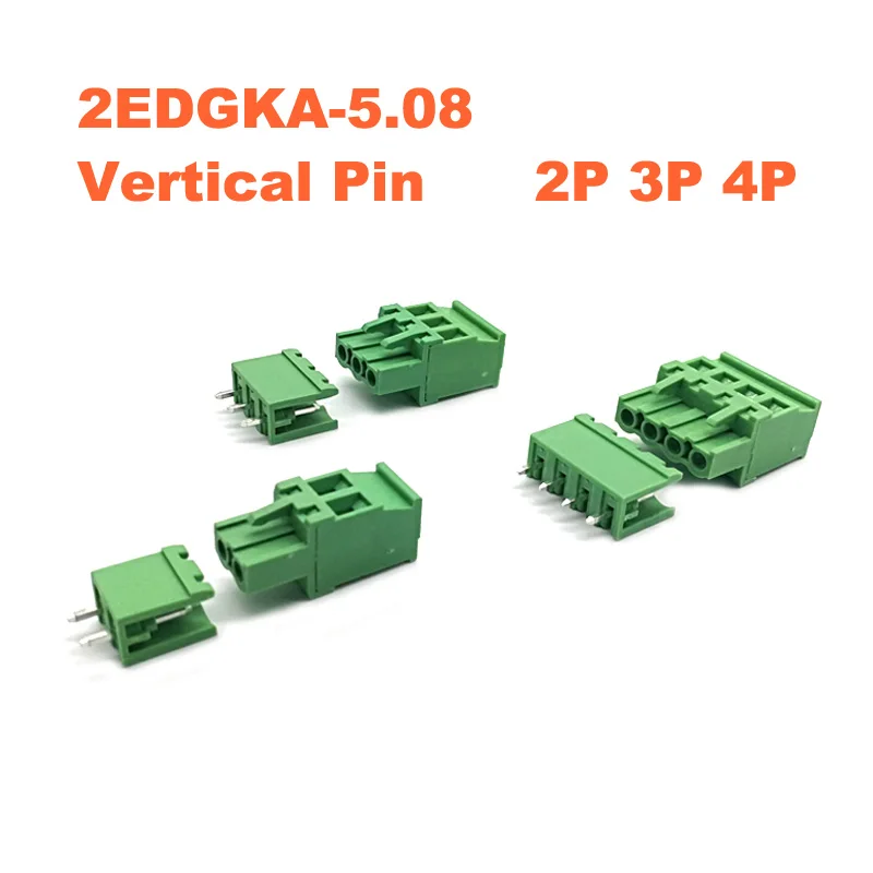 

5Sets Pitch 5.08mm 2P 3P 4P Screw Plug-in PCB Terminal Block 2EDGKA 2EDGV Straight Pin male/female Pluggable Connector 300V 15A