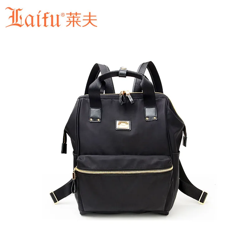 

Laifu Brand Design Women Big Space Nylon Backpack Ladies Travel Bag Weekend Bag Waterproof Japanese Style Black Purple