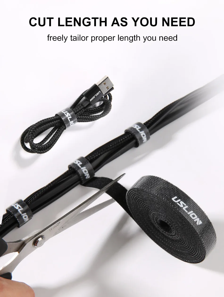 USLION нейлоновый кабель для сматывания провода Органайзер зажим держатель для наушников USB управление мышь шнур протектор для iPhone samsung шнур Тип C