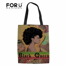 FORUDESIGNS/женские сумки для покупок в этническом стиле; черный школьный рюкзак с принтом королевы в африканском стиле для девочек-подростков; пляжные сумки;
