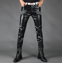 Plus größe männer herbst winter schwarz slim männer lederhosen männlichen sänger DJ bühne Hose kostüm herrenmode ds boden