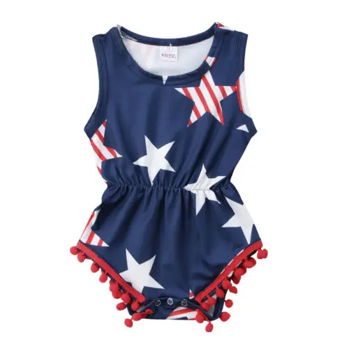 

Newborn Baby Girls Clothing Fourth of July Kids Baby Girls Star Romper Jumpsuit Playsuit Outfits