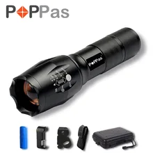 POPPAS CREE XML-T6 L2 Chips Flashlight LED Torch Zoomable 1000LM LED Flashlight Bicycle Light for Real 2400mah Battery