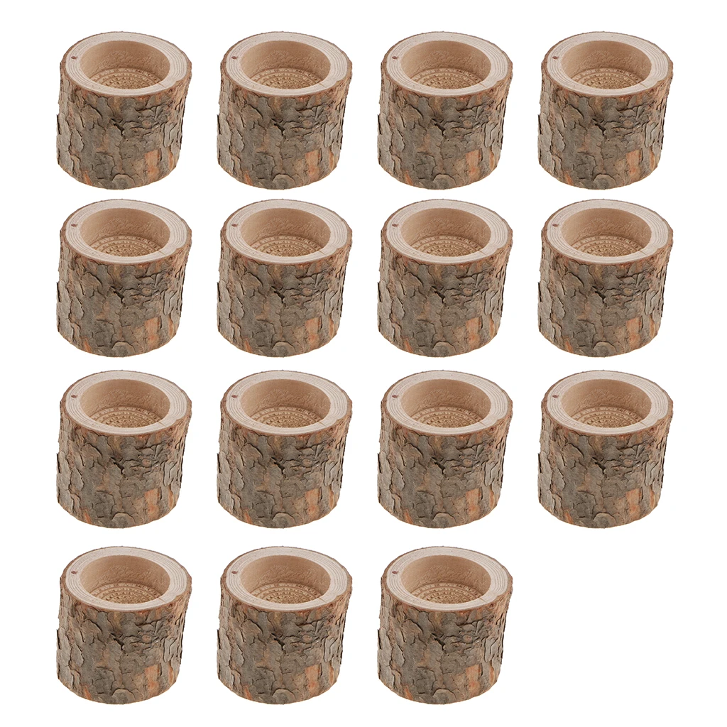 15pcs Natural Tree Branch Stump Wooden Candle Holder Tea Light Holder