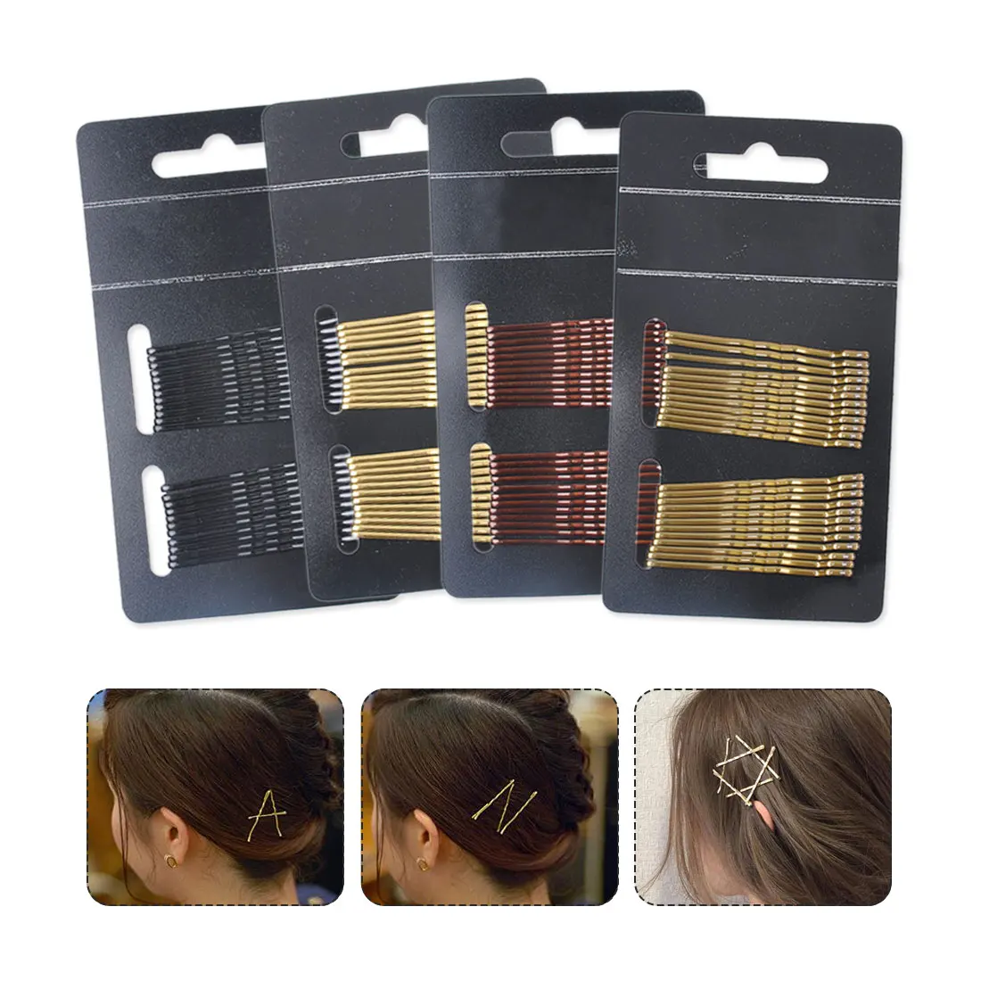 

Girls Hair Clips 24pcs/lot Women Gold Black Drip Invisible Hair Grips Curly Wavy Bobby Pins For Daily Wedding Party Hair Maker