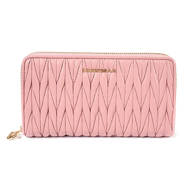 

2019 Ladies Coin Money Purse Fashion Sheepskin Pink Wallet Genuine Leather Women Card Holder Wallets Party Soft Clutch