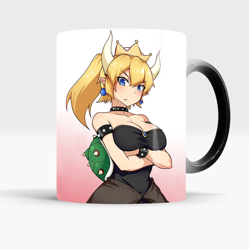 Волшебная кофейная кружка Bowsette, чашка для чая, холодная, горячая, Термочувствительная кружка, теплотрансформирующая, меняющая цвет, чашки, подарки