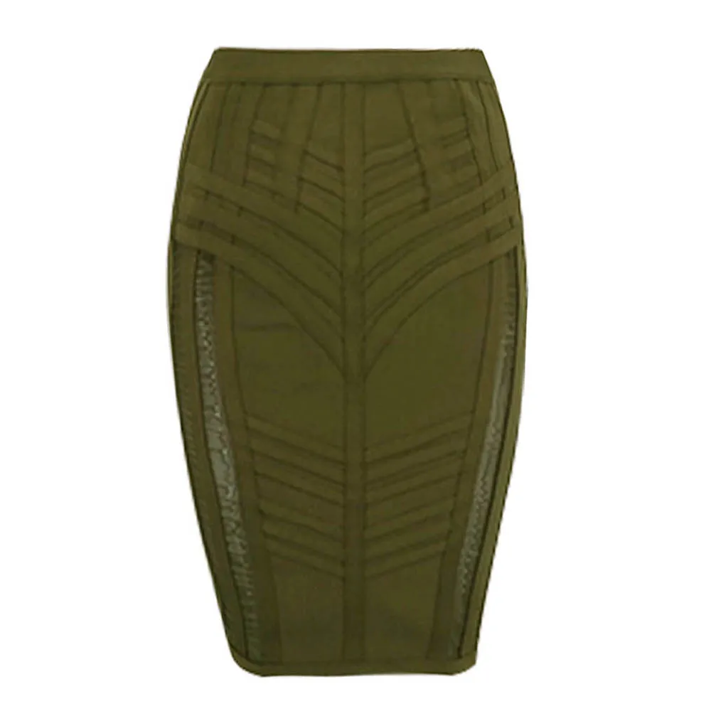 

Women Skirt New Arrival Sexy 2019 Fashion Mini Striped Mesh Patchwork Hollow Out Bodycon Celebrity Party Bandage Skirt