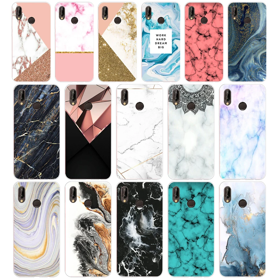 

103SD Pink Blue Ink Marble 02 Soft Silicone Tpu Cover Case for Honor 10 huawei p mate 10 20 lite y5 y6 prime 2018