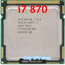 lntel процессор i7 870 четырехъядерный 2,93 ГГц TDP 95 Вт LGA 1156 8 МБ кэш настольный процессор(рабочий