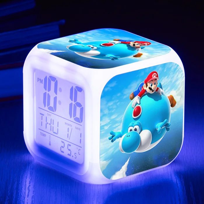 arrive within 3-5 weeks Style 2 AThiToZone SUPER MARIO BROS 7 Colors Change Digital Alarm LED Clock Game Cartoon Night Colorful Toys for Kids 