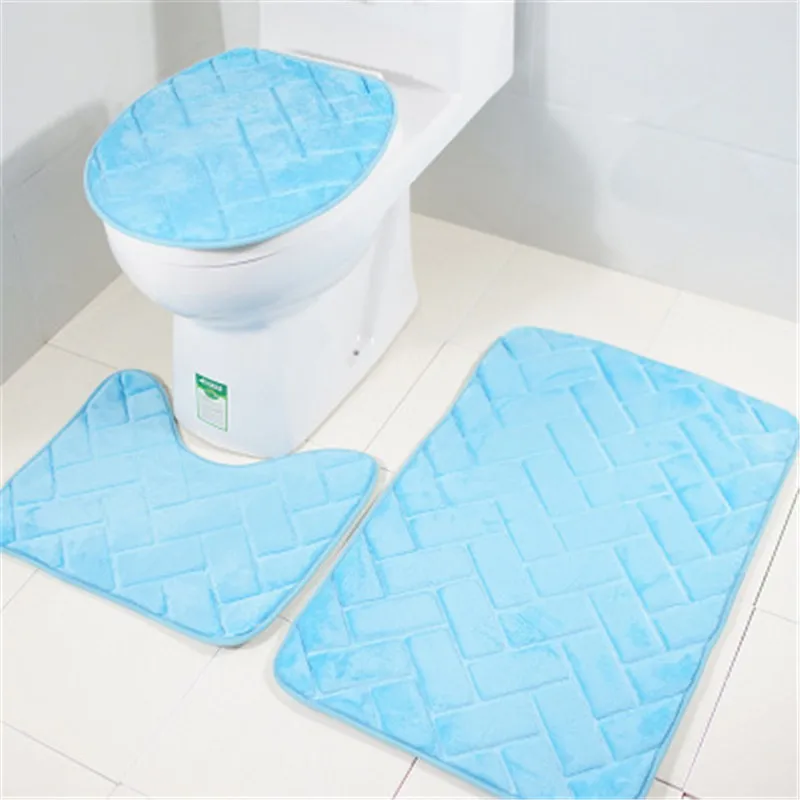 Bathroom Carpet Water Absorption Soft Mats 3pcs/set Toilet Accessories