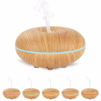 

GX Diffuser Essential Oil Aroma Diffuser LED Changing Ultrasonic Humidifier Wood Gain Aromatherapy Fogger for Home Office