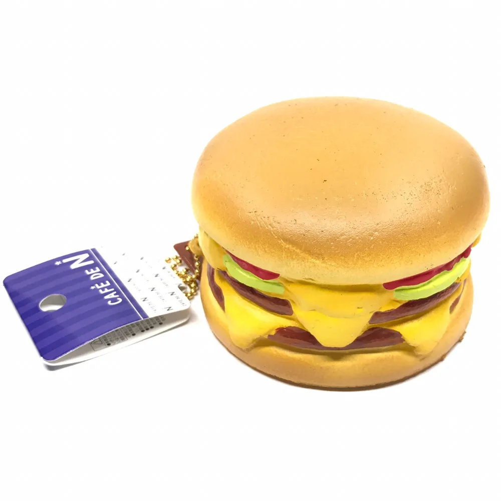 

3pcs wholesale Original Japan Cafe De N double cheese hamburger squishy soft and Slow Rising Toy Gift cake bread key chain