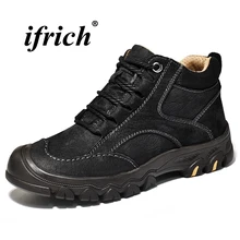 

Mens Tactical Boots Black Brown High Top Footwear for Male Genuine Leather Men Outdoor Snow Boots Rubber Bottom Winter Sneakers