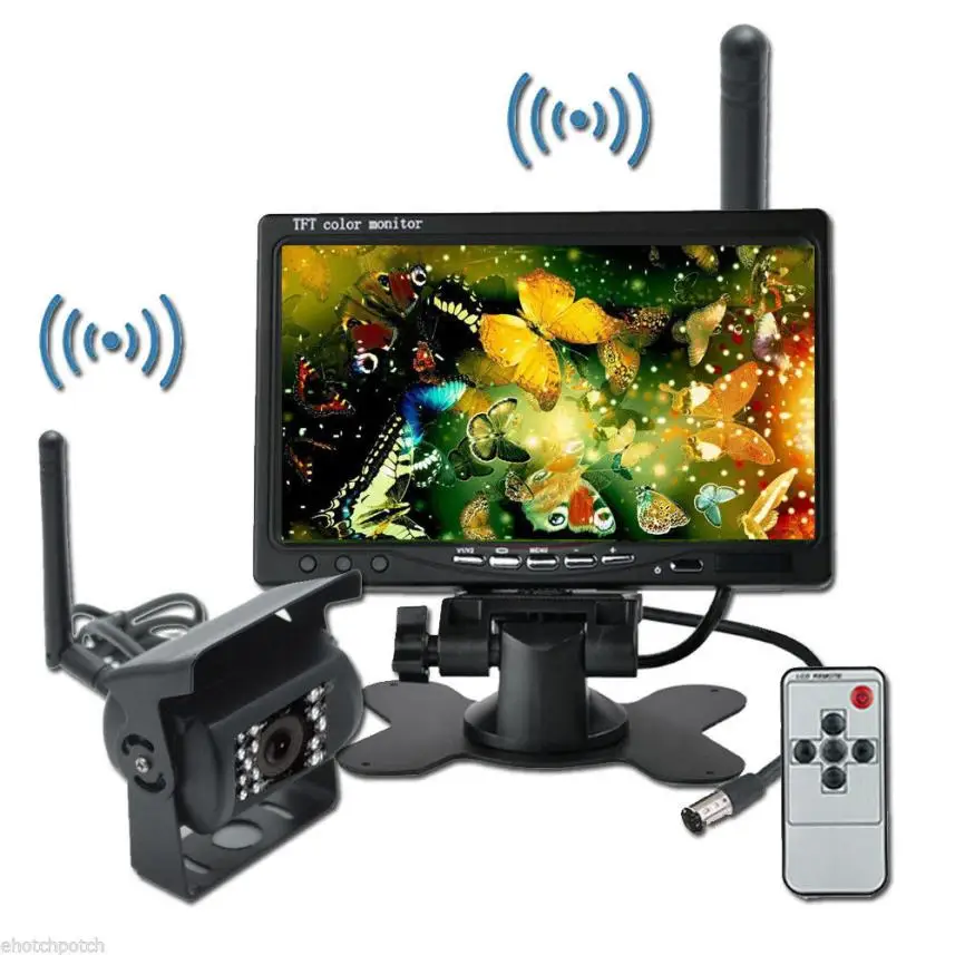

Built-in Wireless Ir Night Vision Rear View Back up Camera System + 7" HD Monitor for RV Truck Trailer Bus