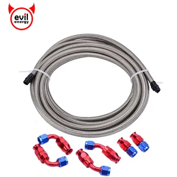 

evil energy 3M AN6 PTFE Braided Oil Line Fuel Hose Line Kits With 0+45+90degree PTFE Swivel Seal Hose End E85