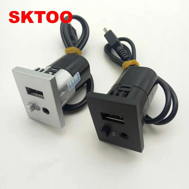 

For Ford Focus MK2 USB/AUX Slot interfaces Plug Button + Cable Interface With Mini USB Cable Adapter Accessories Black Silver