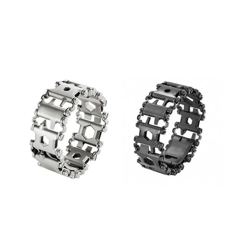 

Multifunctional Tread Bracelet Stainless Steel Outdoor Bolt Driver Kit Travel Wearable Tools Screwdriver Bracelets Bottle Opener