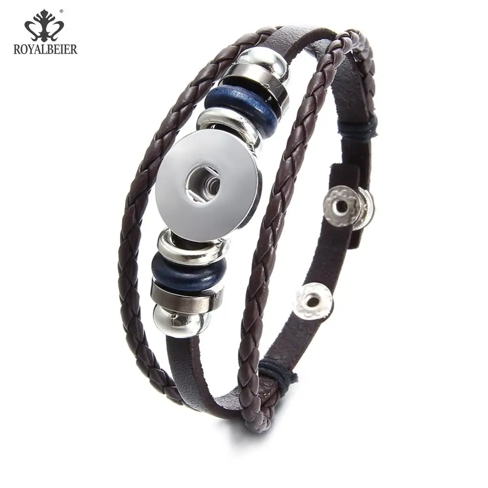 New Arrivals 15 Colors Cheaper PU Leather DIY Armband 18mm Snap Button Bracelet Jewelry SZ0281 - Окраска металла: SZ0578c