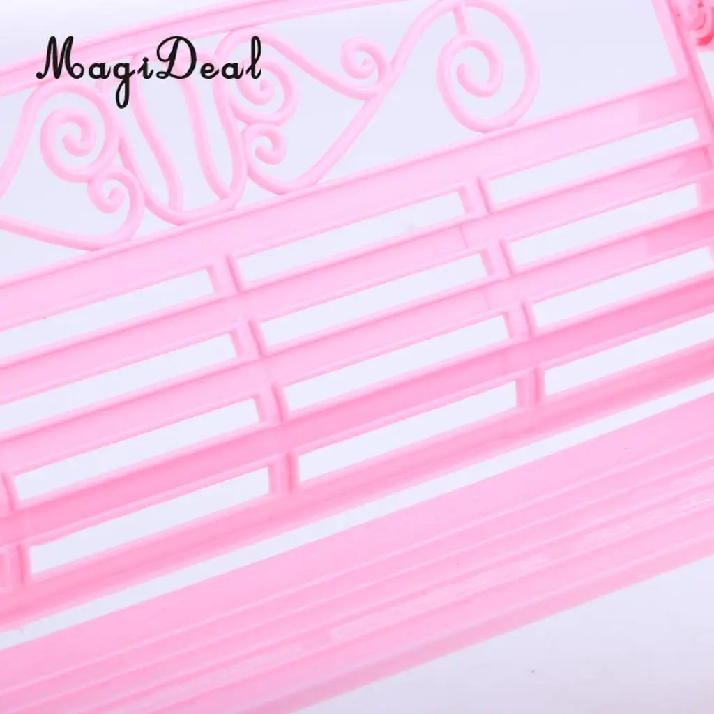 Pink 1/6 Scale Dollhouse Miniature Park Bench for Dolls House Garden Yard Furniture Decor Dolls Acc Model Toy