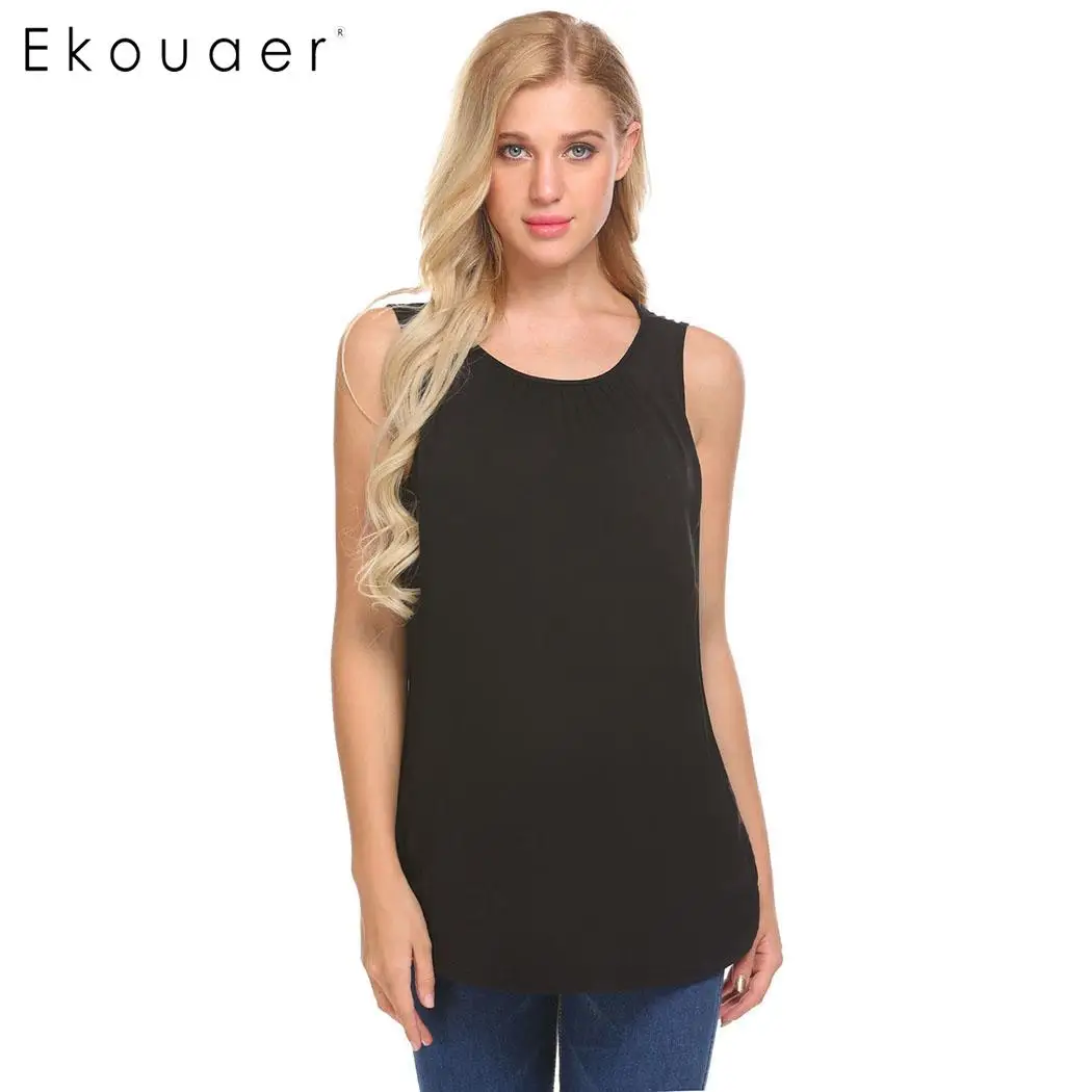 Ekouaer Clothes Sleeveless Comfy Maternity Nursing Shirt Breastfeeding