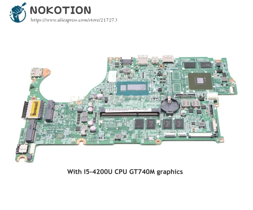 NOKOTION для acer aspire V5-573 V5-573G Материнская плата ноутбука I5-4200U процессор GT740M графика NBM9W11003 NBMBC11003 DAZRQMB18F0