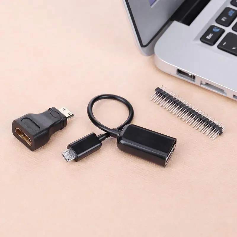 3 в 1 Mini-HDMI мужчины к женщине HDMI адаптер + Micro USB к USB кабель провод + мужской заголовок GPIO Пальцы для Raspberry Pi Zero комплект