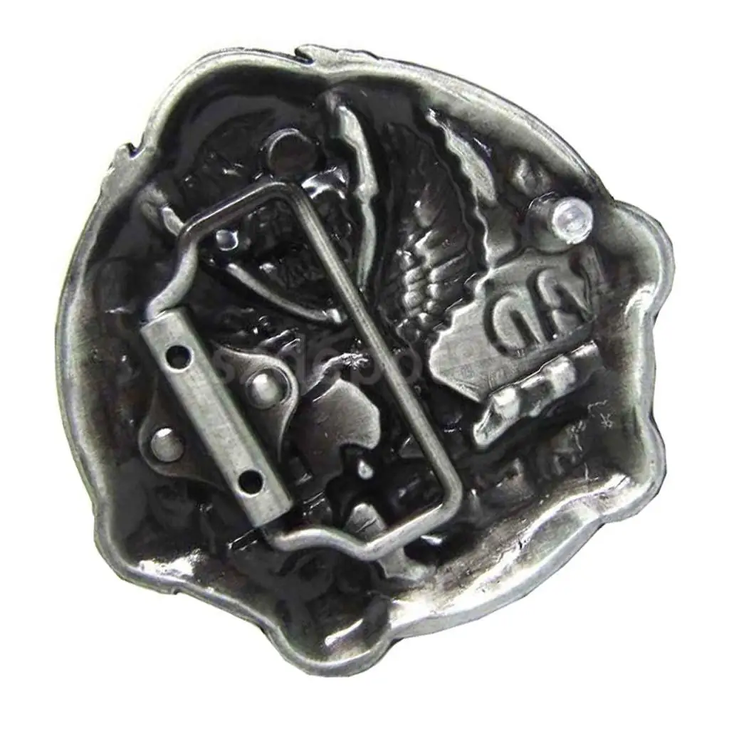 'Bad to the Bone' Skull Flying Eagel Motorcycle Metal Belt Buckle Western Cowboy