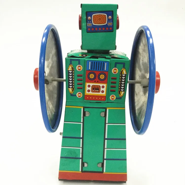 Античный Стиль Оловянные игрушки заводные игрушки роботы железные металлические модели для детей/взрослых домашнее украшение ремесло MS444 колеса робот
