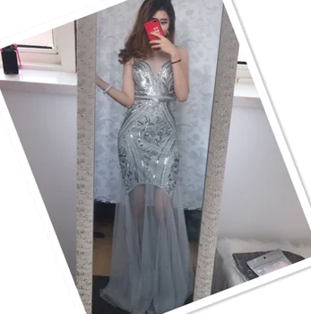 

Luxurious Vestidos de fiesta largos elegantes de gala Custom Mermaid Evening Dress Beading 2019 Rhinestone Evening Dress
