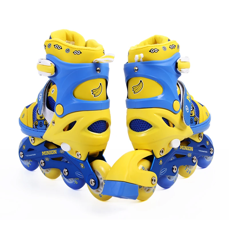 Minion Children inline skate roller skating shoes adjustable washable PVC hard wheels one front wheel roller skating shoes (2)