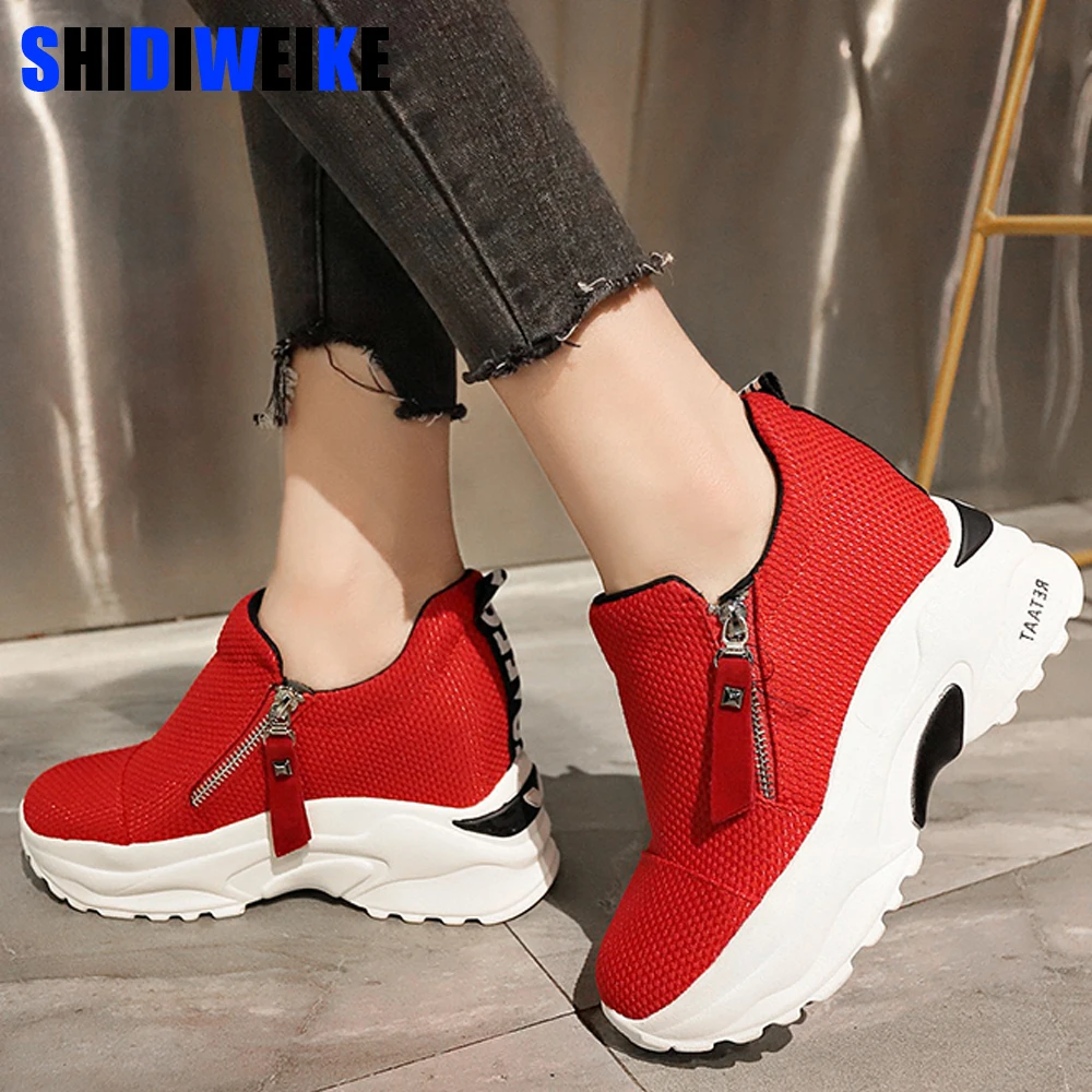 red chunky sneakers