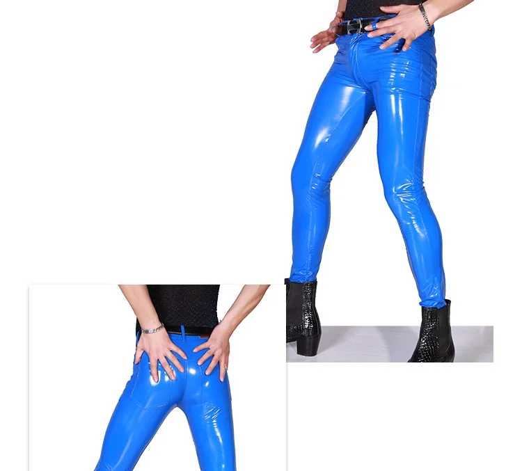 Для мужчин сексуальные брюки Slim Fit Брюки эластичный плотный Сияющий Стильный
