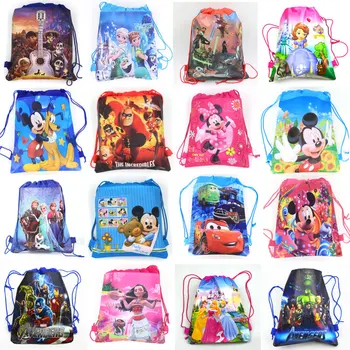 

1pcs Disney Non-woven Fabrics Kid Favor Travel Pouch Storage Clothes Shoes Bags Cotton Drawstring Bags School Portable Backpack