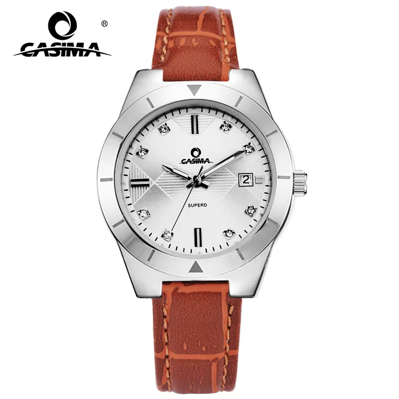 

CASIMA Fashion Simple Casual Leather Watchband Calendar Display Ladies Watch Waterproof Luminous Hands 2620