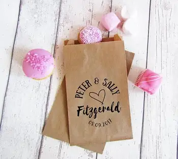 

custom kraft popcorn candy Buffet treat bags BIRTHDAY Wedding Bridal baby Shower Bakery Cookie gift Favors packets