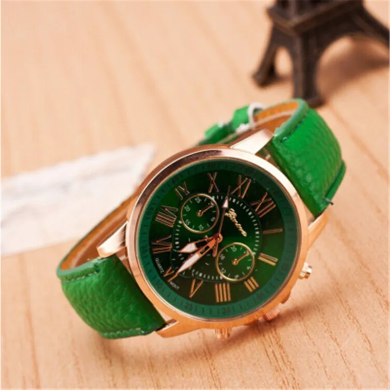 Luxury Brand Leather Quartz Watch Women Ladies Men Fashion Bracelet Wrist Watch Wristwatches Clock relogio feminino masculino - Цвет: green