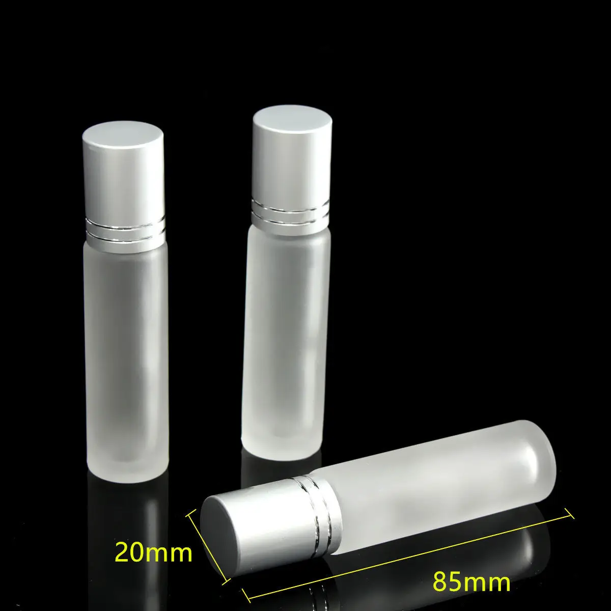 20pcs 10ml Frosted Glass Essential Oil Perfume Roller Ball Bottles Roll On Vials Travel Cosmetic Aromatherapy Containers Silver