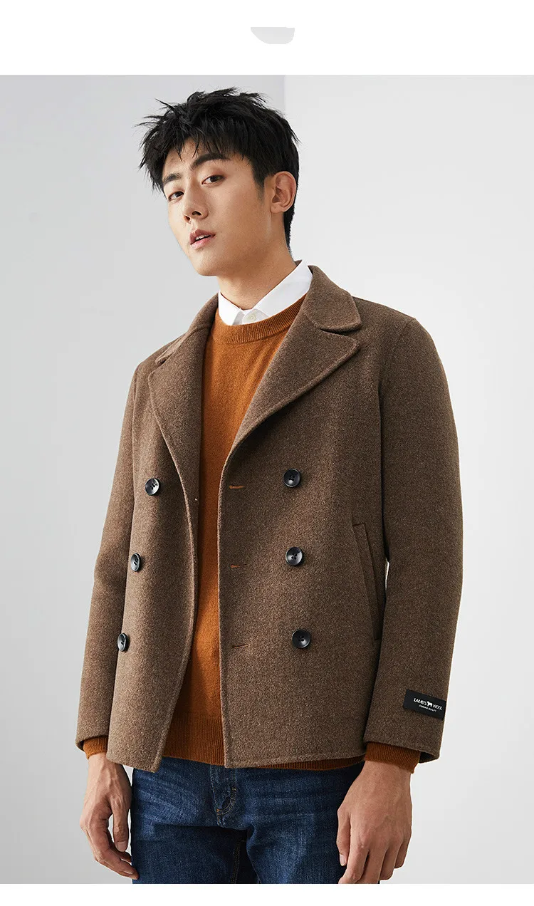 AYUNSUE шерстяное пальто осенне-зимняя куртка для мужчин двухстороннее шерстяное пальто модное мужское короткое пальто MG-1800003 MY1475