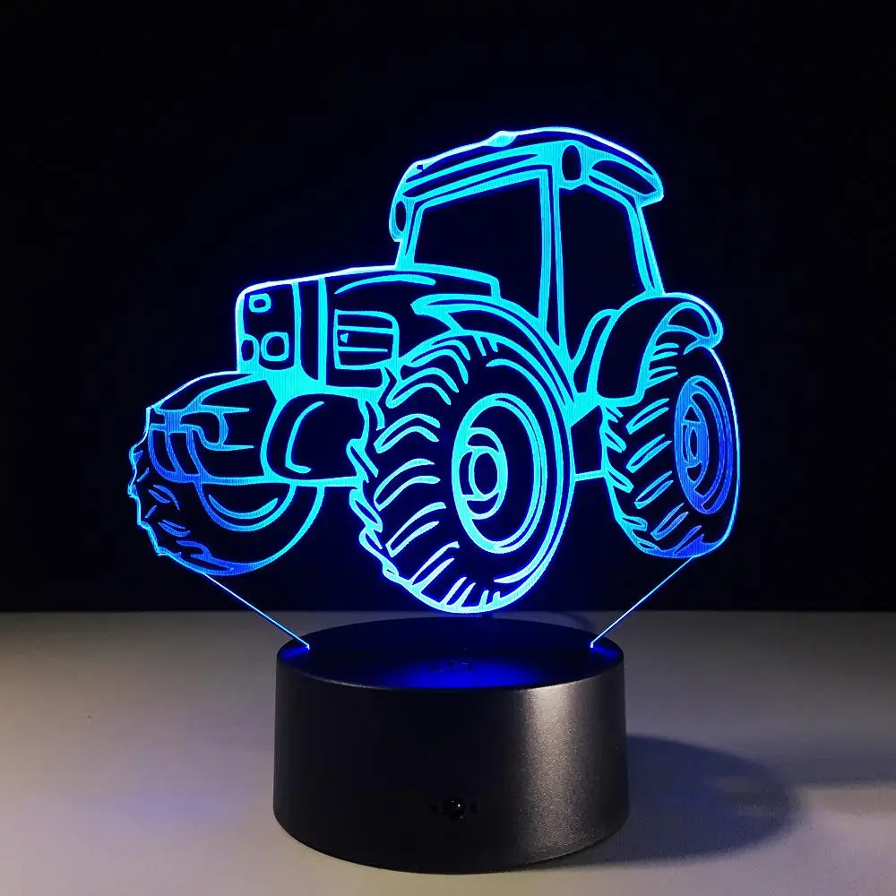 Экскаватор Гигантский Usb Led 3D светильник Лопата трактор цементный смеситель подъемная 3d визуальная иллюзия Лампа Автомобиль Грузовик детский ночной Светильник - Испускаемый цвет: R