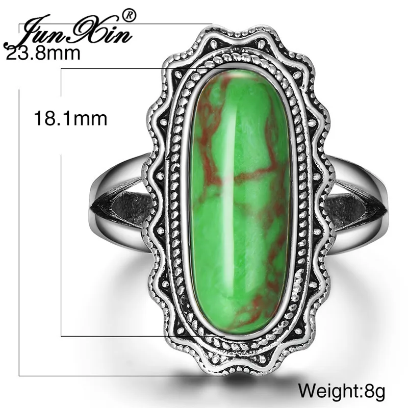 ROXI Boho зеленый камень большой прямоугольник Кольца для мужчин и женщин Античный