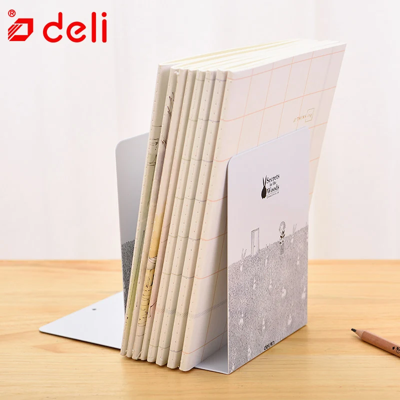 Deli 1Pair/Lot Bookends Decorative Desk Stand Cute Metal Book Shelf Book File Document Reading Shelfs Book Ends for Desk 70451