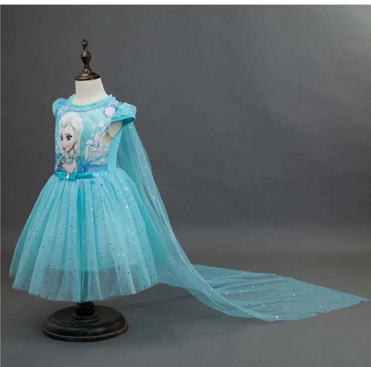 Girls Dress Snow Queen Princess Dresses Cartoon Cosplay Elsa Anna Dresses For Girls Birthday Party Dress Costume Kids Clothing