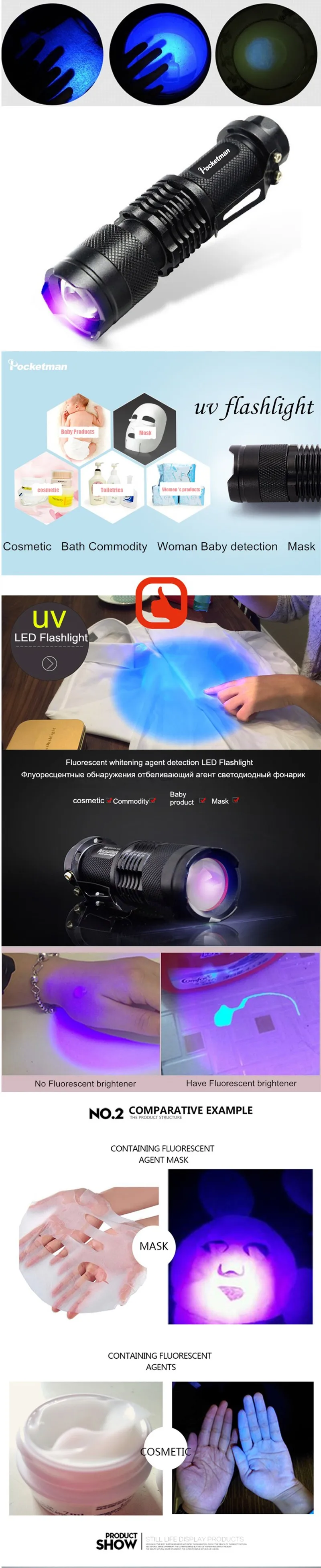 УФ-мини-фонарик светодиодный фонарик 395nm blacklight волны фиолетовый свет УФ 9 светодиодной вспышкой Torcia Linterna алюминия лампы