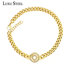 Роскошный стальной браслет-цепочка из нержавеющей стали, известный бренд, золотой цвет, двойная оболочка, Римский браслет с цифрами, Женский/мужской браслет