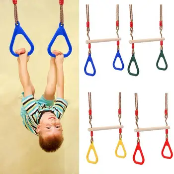 

Children Indoor Outdoor Wooden Swing Toy Kids Hand Rings Sports Play Toys Infant Swingset Fitness Supplies Baby Garden Swing