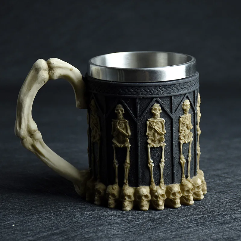 

350/200ML 3D Personality Pattern Resin+Stainless Steel Cocktail Mug Cup Outdoor Camping Coffee Wine Milk Drinking Tea Accessorie